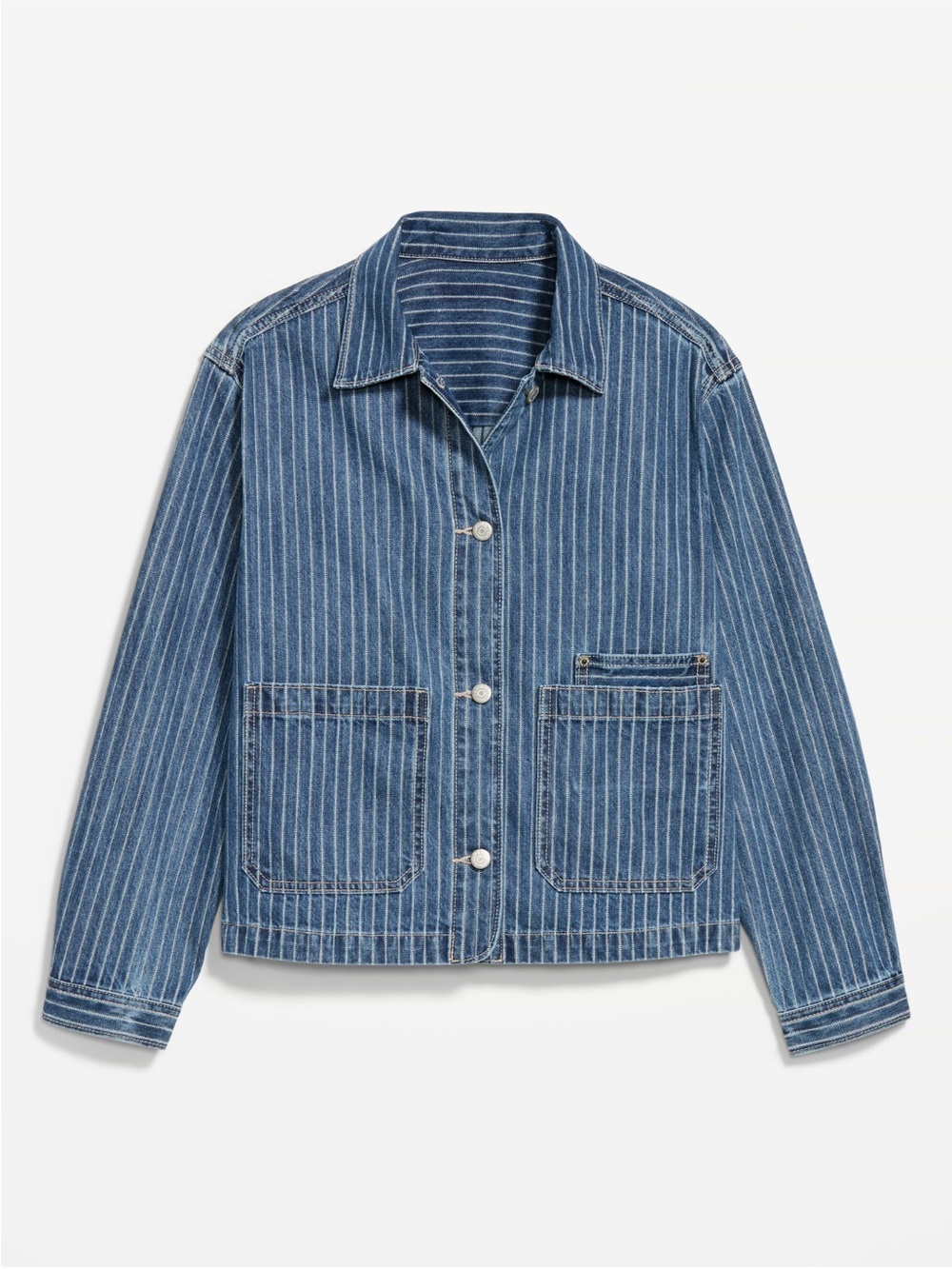 Old Navy Blue Striped Denim Jacket